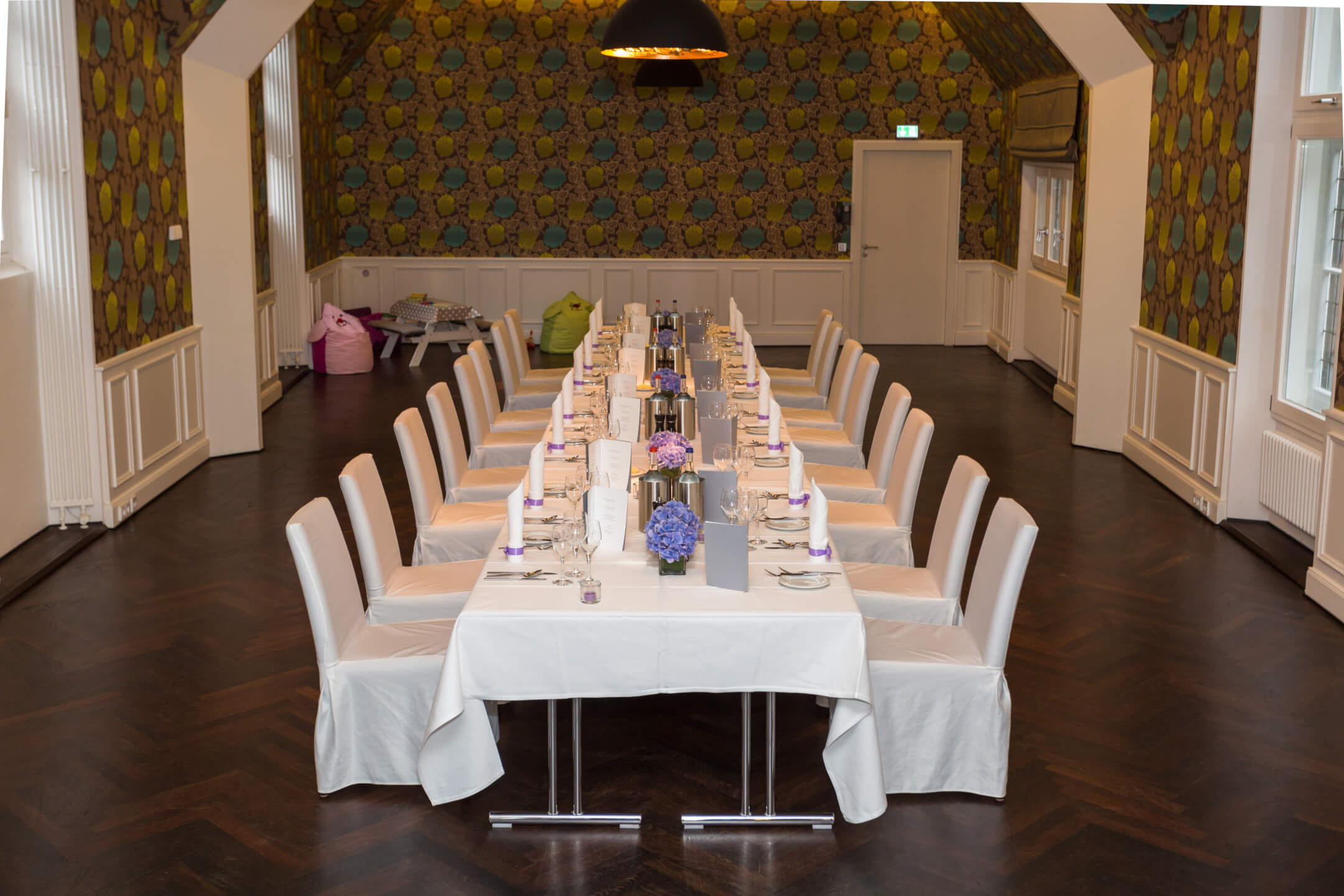decorated long table in the Scotland Saal