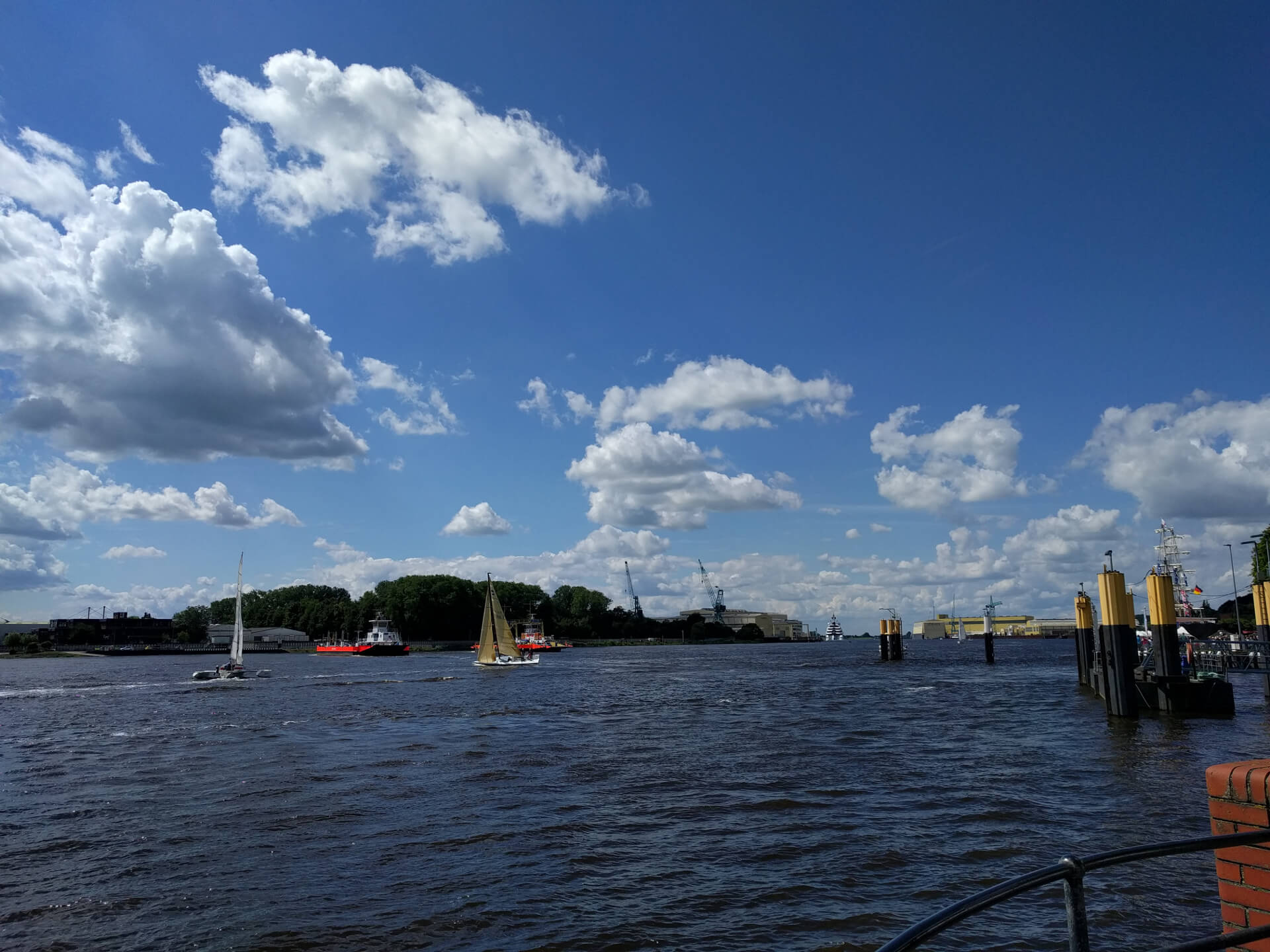 Sailing ships on the River Weser in Bremen-Vegesack
