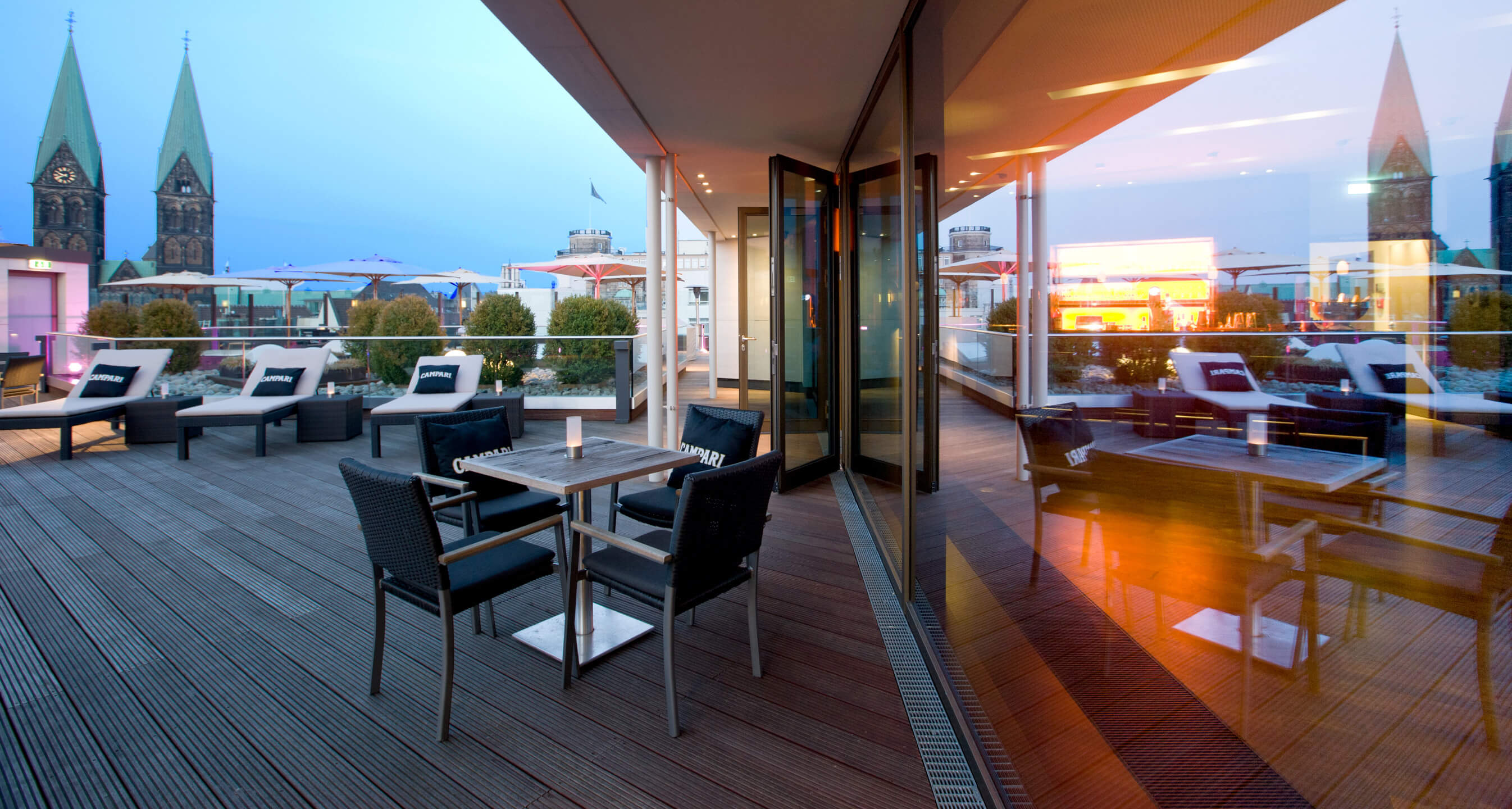 Die (noch) leere Dachterrasse des ATLANTIC Grand Hotel Bremen