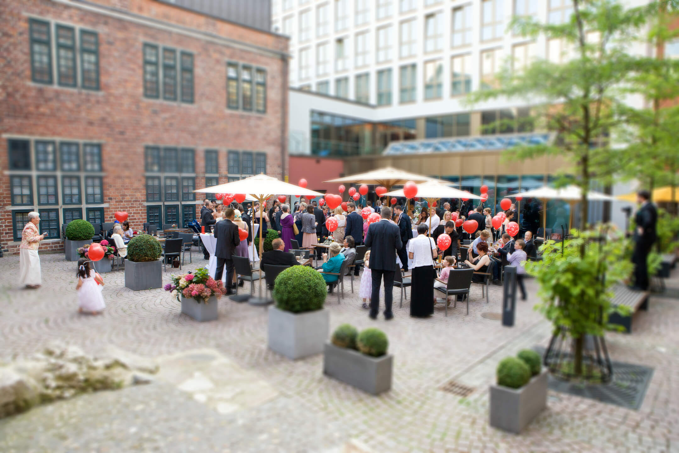 Wedding reception in the courtyard garden