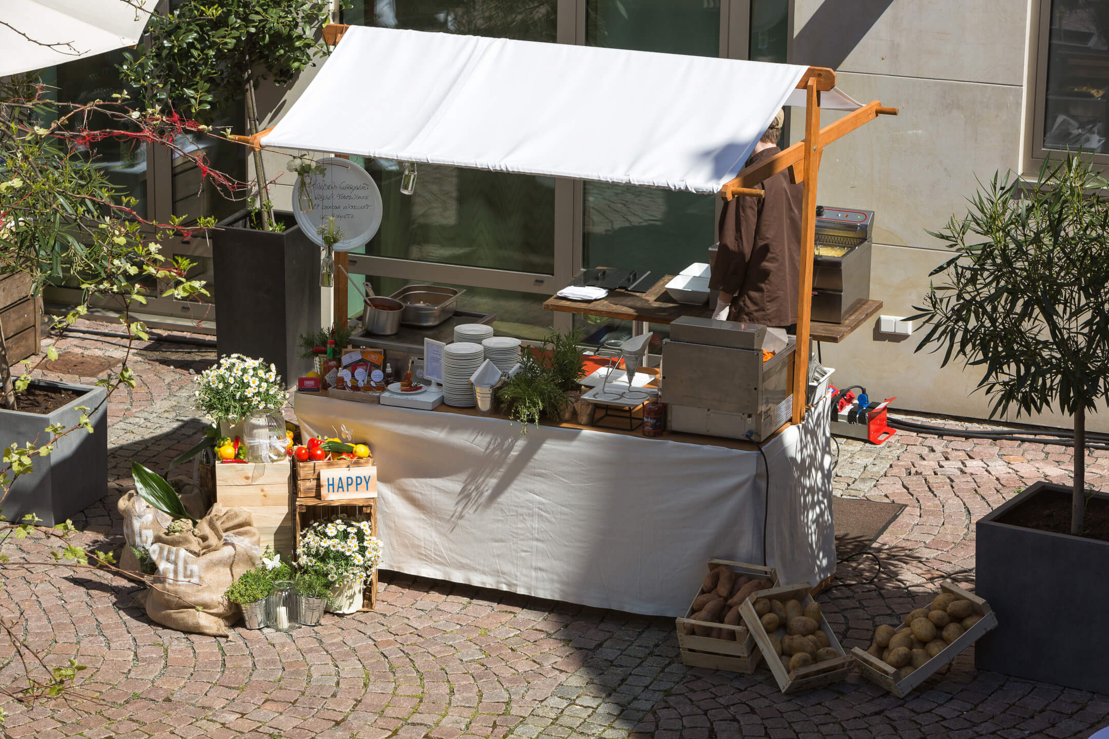 Live cooking auf dem Marktstand