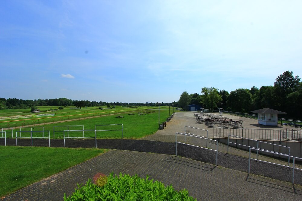 the large platform near the racetrack