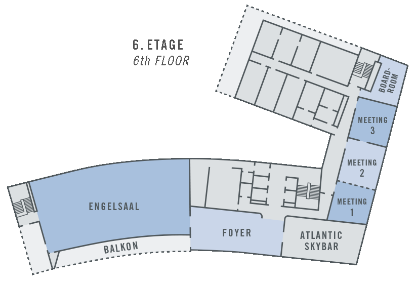 Grundriss 6. Etage des ATLANTIC Hotels Münster