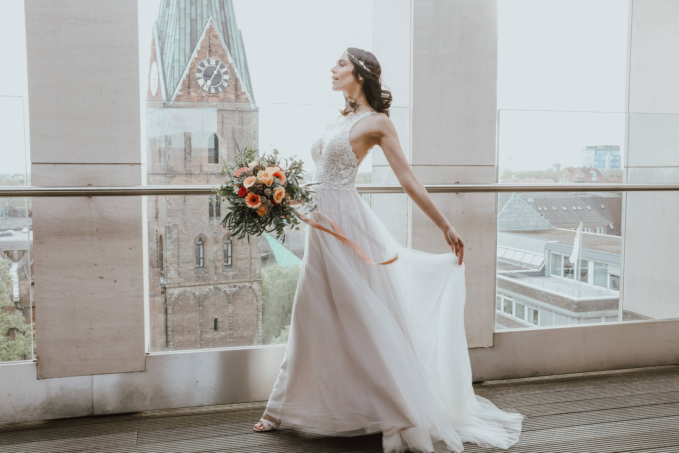 Bride shoot on the roof terrace