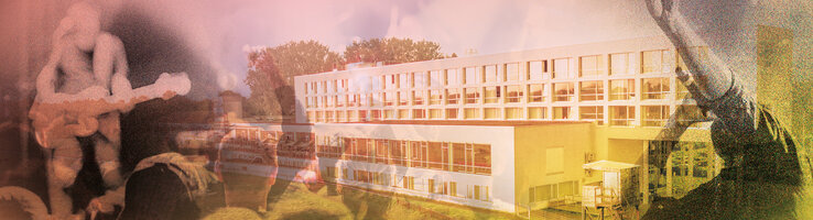 Ein Konzertpublikum mit Effekten eingefügt über dem ATLANTIC Hotel Galopprennbahn