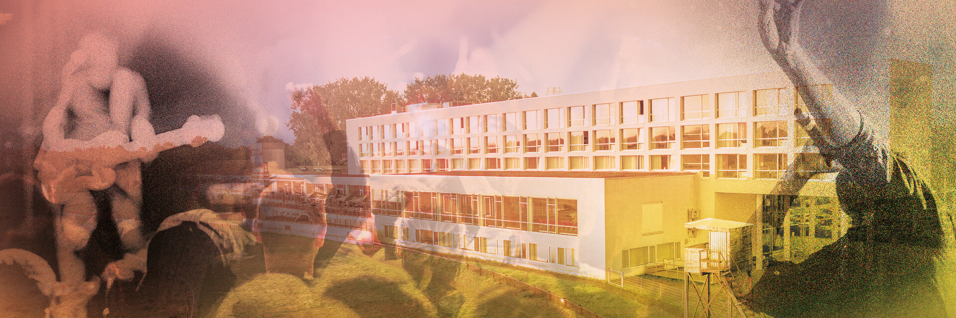 Ein Konzertpublikum mit Effekten eingefügt über dem ATLANTIC Hotel Galopprennbahn