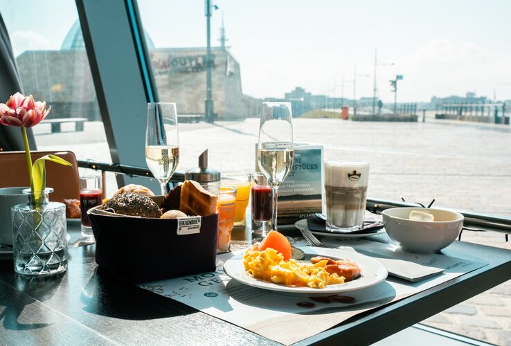 A lavishly laid breakfast table