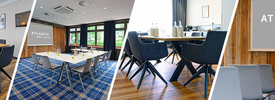 Helle, moderne Konferenzräume im ATLANTIC Hotel Landgut Horn Bremen mit stilvoller Einrichtung und Holzakzenten.