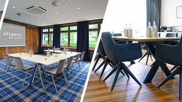 Helle, moderne Konferenzräume im ATLANTIC Hotel Landgut Horn Bremen mit stilvoller Einrichtung und Holzakzenten.