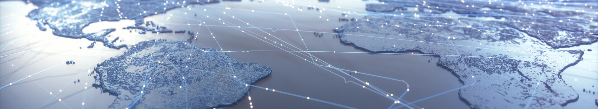 Astronautinnen im ATLANTIC Hotel Airport Bremen Abstrakte Weltkarte mit leuchtenden Linien und Punkten, die globale Vernetzung symbolisieren.