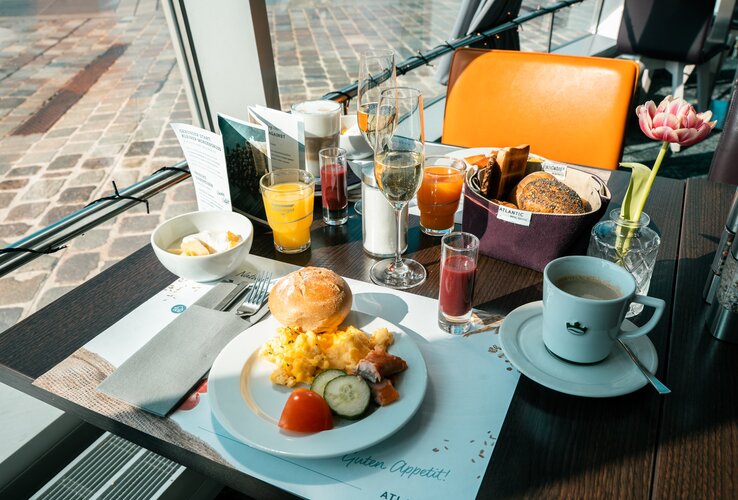 A lavishly laid breakfast table