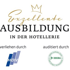 Certificate "Excellent training in the hotel industry", awarded by HDV, audited by DEKRA.