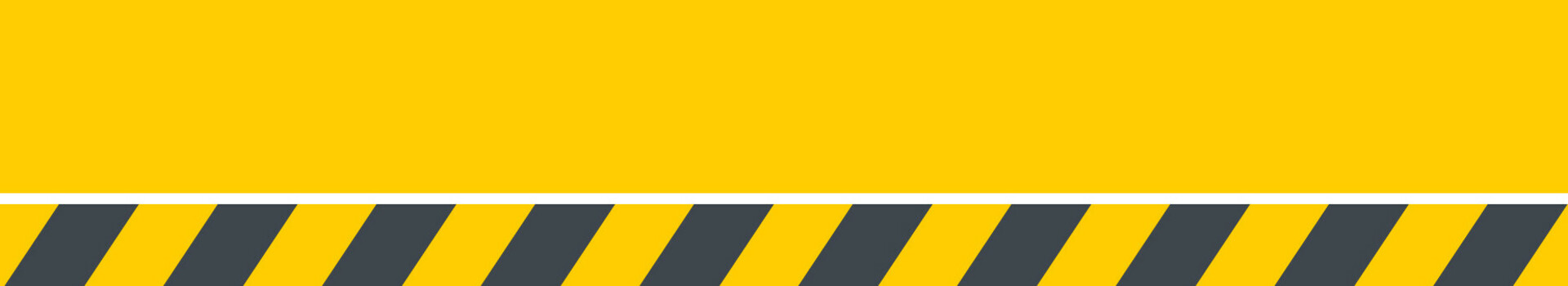Gelbes Warnschild mit schwarz-gelben Streifen unten, symbolisiert Vorsicht oder Bauarbeiten.