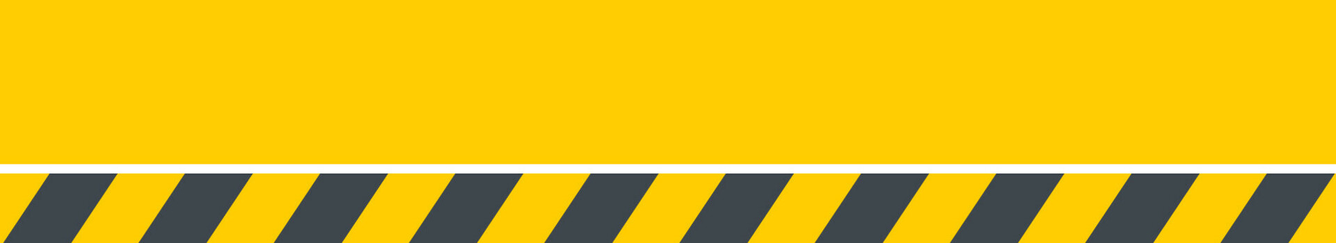 Yellow warning sign with black and yellow stripes at the bottom, symbolizing caution or construction work.