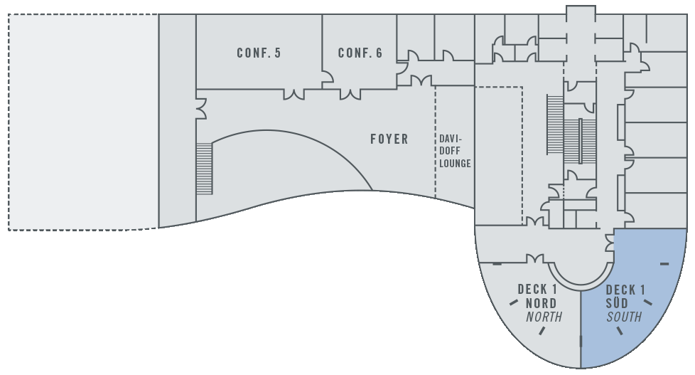 Ground plan event room Deck 1 south at the ATLANTIC Hotel Sail City Floor plan event room deck 1 south