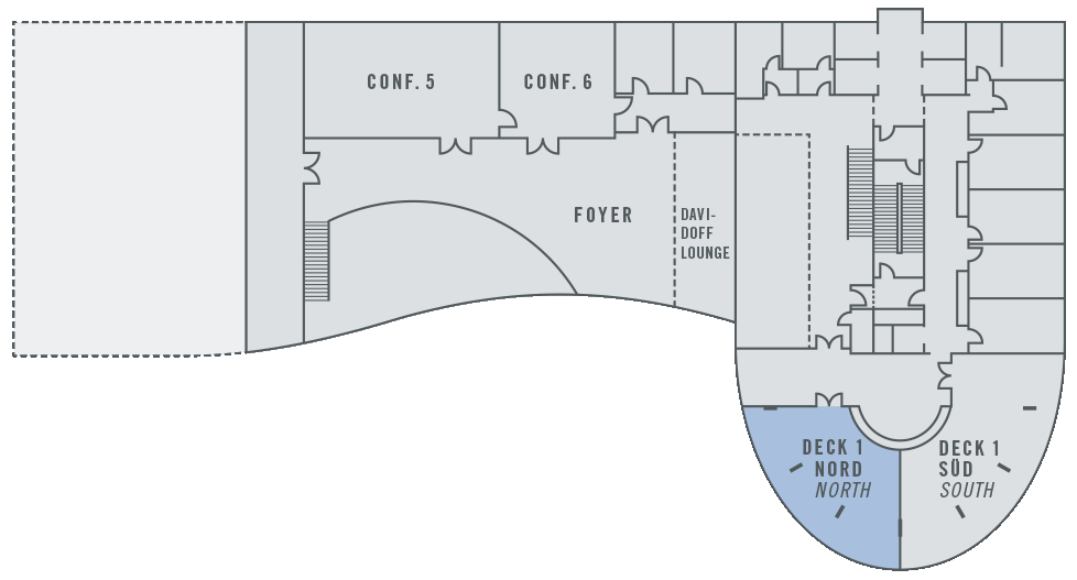 Ground plan event room Deck 1 north at the ATLANTIC Hotel Sail City Floor plan event room deck 1 north