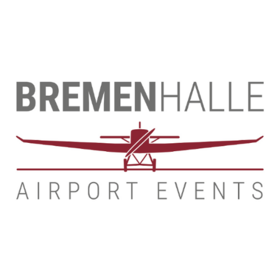 Bremenhalle logo with stylized aircraft and "Airport Events" lettering in red and grey.