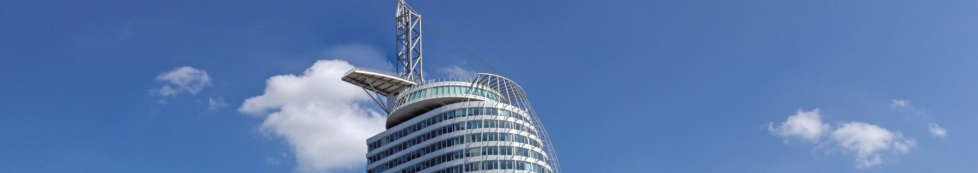 Exterior view of the ATLANTIC Hotel Sail City at the Weser dike in Bremerhaven