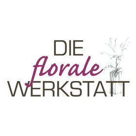 Logo der "Die florale Werkstatt" mit stilisierter Vase und Zweigen.