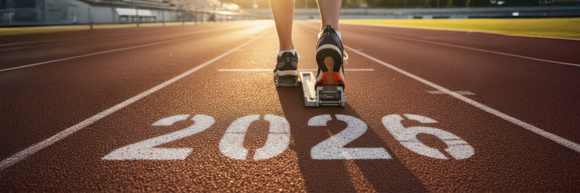 Trekkingstrecke mit 2026 Aufdruck und einer Läuferin