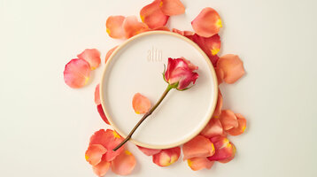 Ein Rosenumrahmter Teller mit dem Aufdruck alto