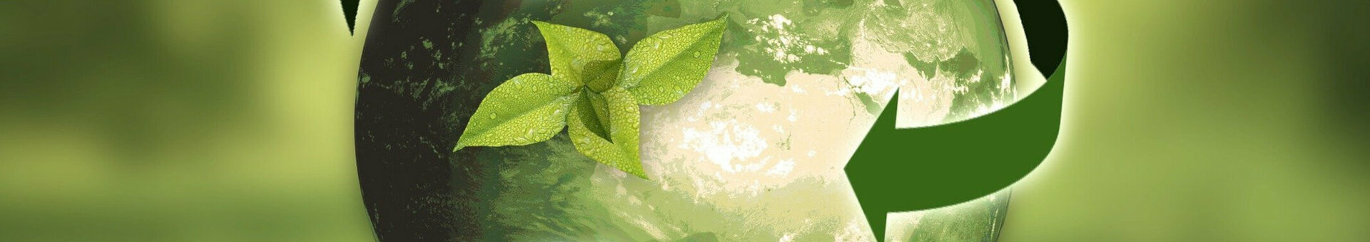 Green earth with leaves and recycling arrows symbolizes sustainability at the ATLANTIC Hotel Universum Bremen.