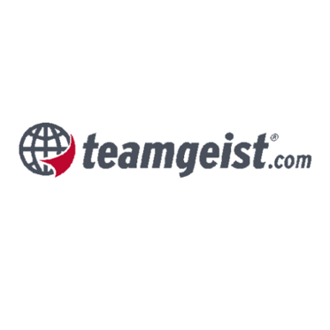 Logo von teamgeist.com mit stilisierter Weltkugel und rotem Akzent.