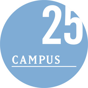 Blue circle logo with white number 25 at the top and the word "Campus" underneath.