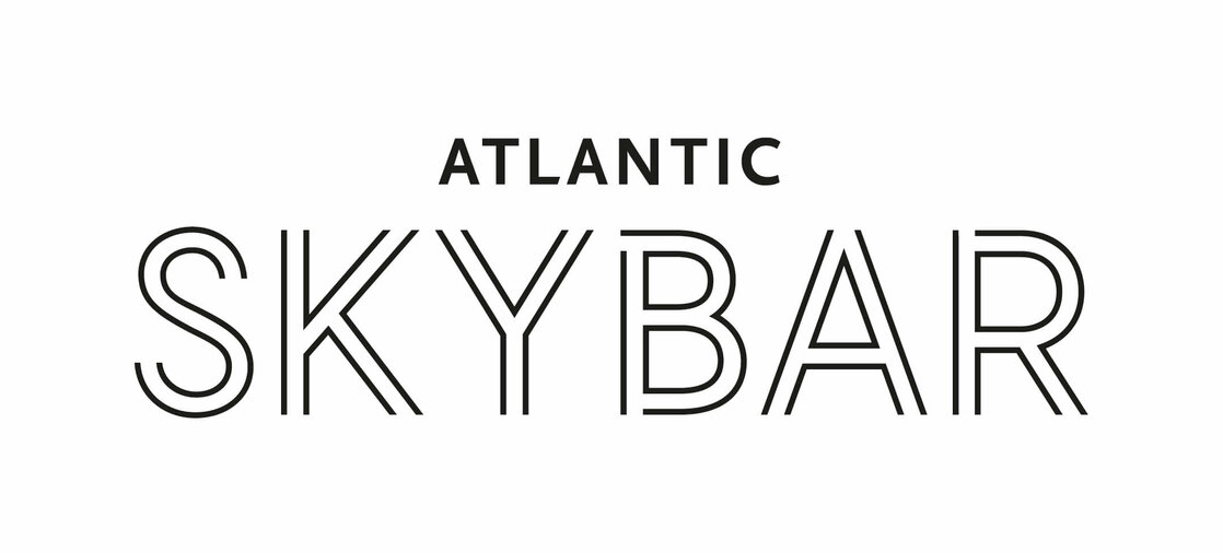 Black text "ATLANTIC SKYBAR" on a white background, minimalist design.