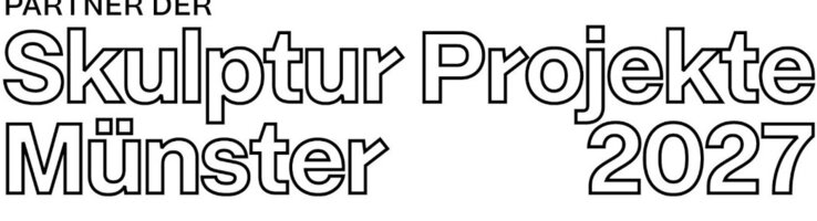 Schwarzer Text auf weißem Hintergrund "Partner der Skulptur Projekte Münster 2027"