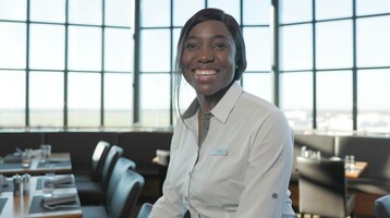 Laughing employee of the ATLANTIC Hotel Airport