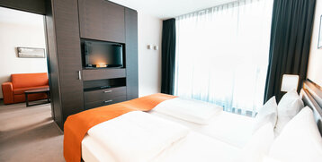 Schlafbereich in der Suite vom ATLANIC Hotel Lübeck