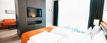 Schlafbereich in der Suite vom ATLANIC Hotel Lübeck