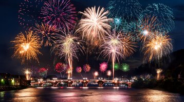 Feuerwerk über Heidelberg an Silvester