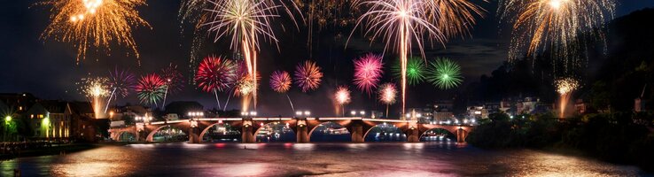 Feuerwerk über Heidelberg an Silvester