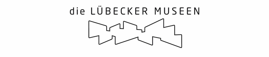 Logo der Lübecker Museen mit stilisiertem Gebäudeumriss und Schriftzug "die LÜBECKER MUSEEN" auf weißem Hintergrund.