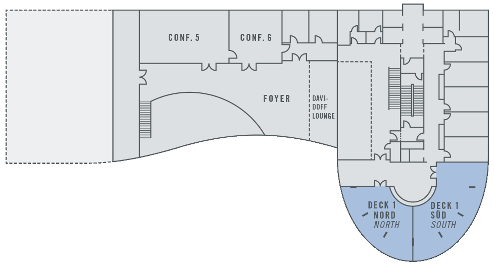 Ground plan event room Deck 1 at the ATLANTIC Hotel Sail City Floor plan event room deck 1